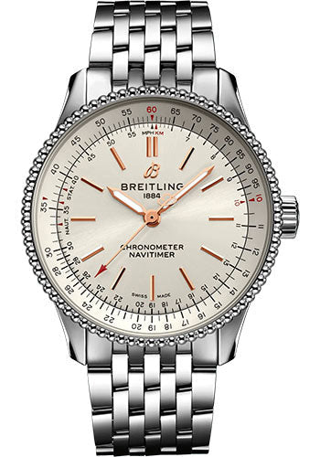 Breitling Navitimer Automatic 35 Watch - Stainless Steel - Silver Dial - Metal Bracelet - A17395F41G1A1
