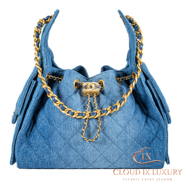 Chanel 25 Small Blue Washed Denim Handbag
