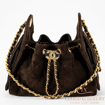 Chanel 25 Mini Dark Brown Suede Handbag