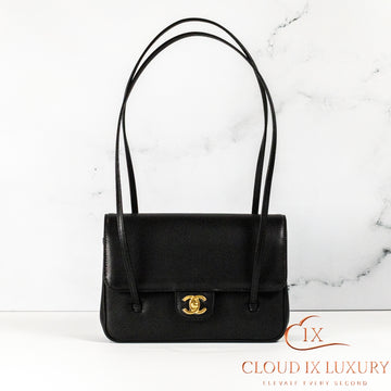 Chanel Small Flap Bag (Preppy Coco) Black Leather Handbag
