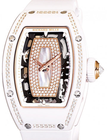Richard Mille Automatic Winding White Ceramic Diamond Bezel Diamond Jasper Mother of Pearl Dial RM 07-01 - BRAND NEW
